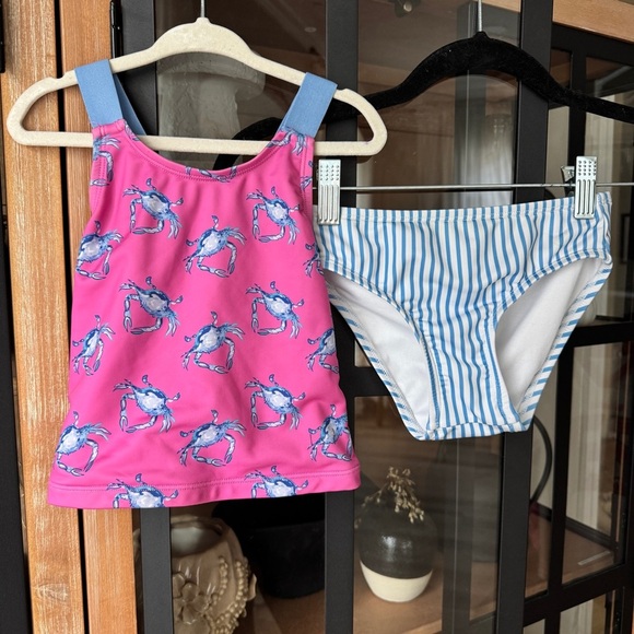 PRODOH Tournament Time Bikini set Strawberry Moon Crab print toddler girl swim - Picture 2 of 7